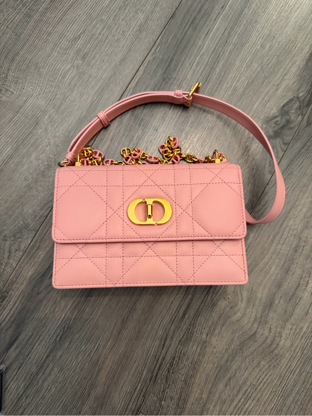 Dior Pink Quilted Shoulder Bag with Gold CD Hardware